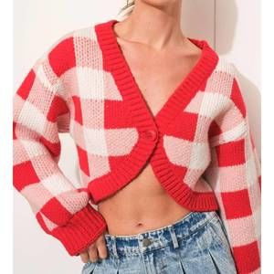 NEW PRETTY GARBAGE picnic cardigan in red multi